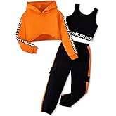 Afsmlys Girls Clothes 3 Piece Outfit Cropped Sweatshirt + Pants + Tank Top, Girls Fall Winter Clothing, Sizes 5-12 Years