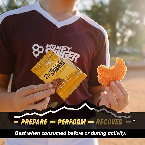 HONEY STINGER ORGANIC HONEY WAFFLE, ENERGY STROOPWAFEL FOR EXERCISE, ENDURANCE AND PERFORMANCE, SPORTS NUTRITION FOR HOME & GYM, PRE & DURING WORKOUT, BOX OF 24 WAFFLES