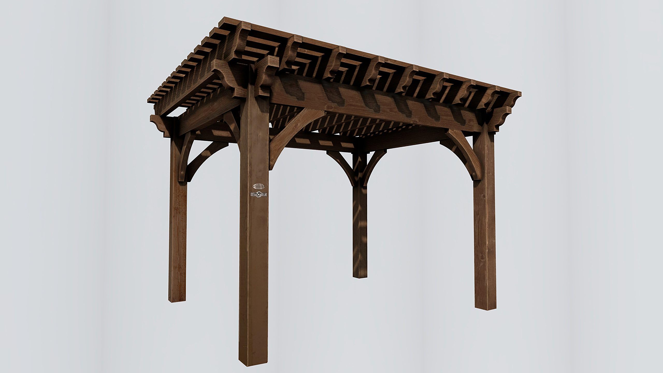 SHADESCAPE - 12x14 Pergola - 8,000 Series Heavy Timber Kit - 8x8 Posts, 4x12 Beams, 3x10 Rafters, 2x6 Shade Planks, Wood Pergola by Western Timber Frame (Early American - Chocolate Brown Stain)