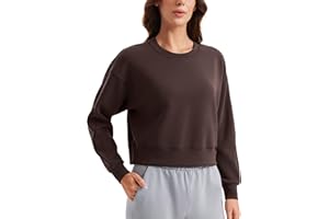 CRZ YOGA Womens SoftAura Crewneck Sweatshirt Long Sleeve Workout Casual Pullover Basic Fall Tops