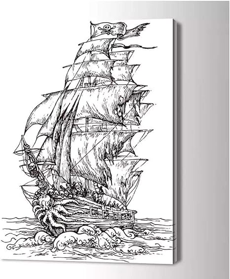 Amazon 海賊船ポスターキャンバス絵画抽象芸術ポスター印刷油絵寝室ホテル壁画絵画写真50x70cmフレームレス アートフレーム ポスター オンライン通販
