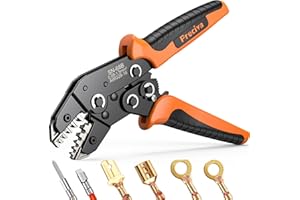 Preciva 5-in-1 Wire Crimper, Dupont Terminals & Spade Connectors - AWG 28-16 Ratcheting Crimper with 5 Marked Precision Jaws,