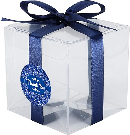 Gechtas 20 unidades de cajas de regalo de cristal de PET transparente, 8 x 8 x