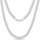OCHCOH 925 Sterling Silver Clasp 3mm3.5mm4mm5mm7mm Cuban Link Chain Necklace for Men Diamond Cut Silver Chain Necklace for Women 16 18 20 22 24 26 28 30 Inch
