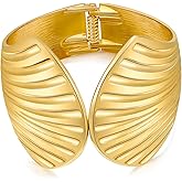 HUAYUNFANG Gold Seashell Bangle Bracelet for Women Chunky Gold Silver Cuff Bracelet Beach Starfish Shell Statement Jewelry