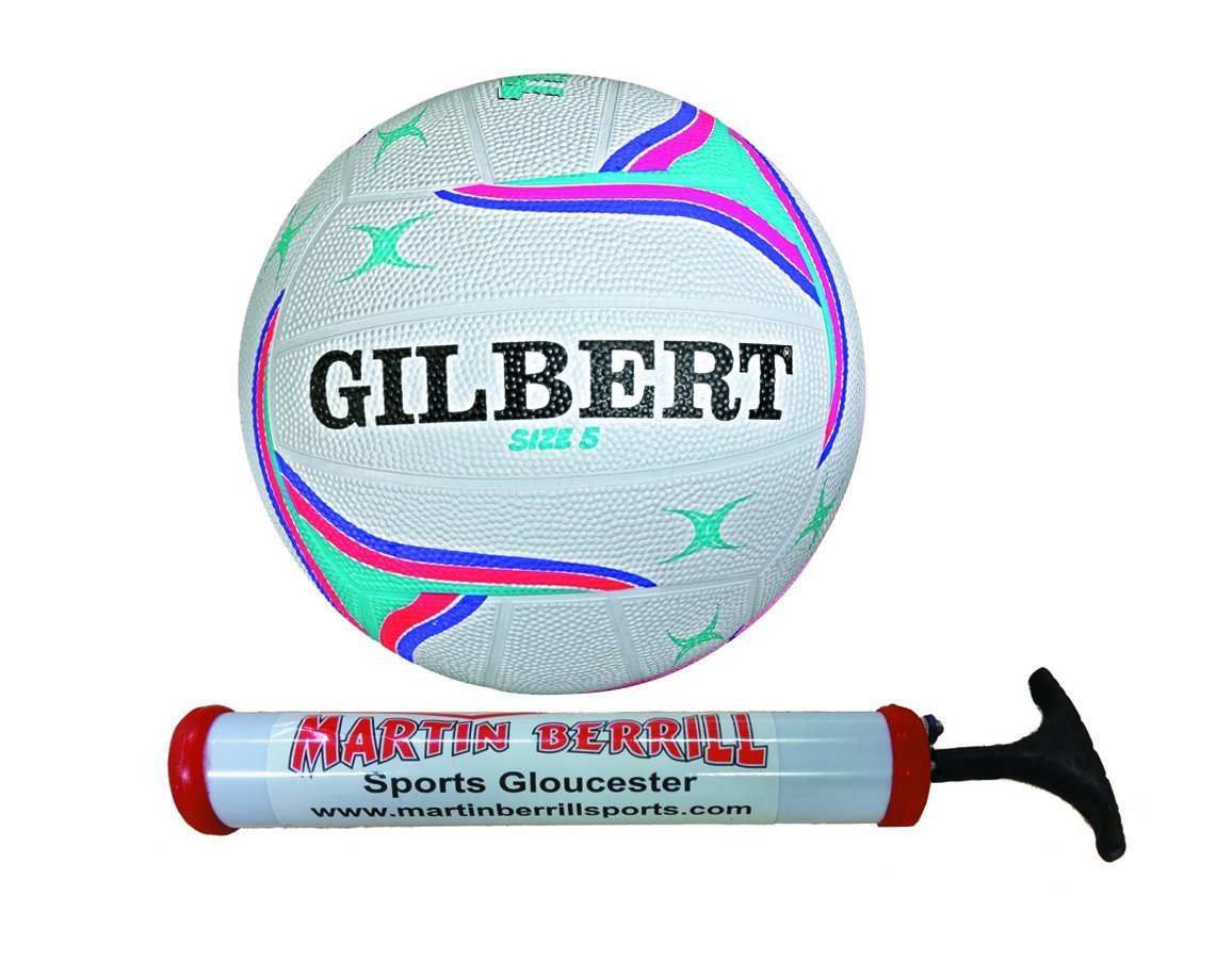 Gilbert APT Training Netball With Free Hand Pump (Purple, Size 5)