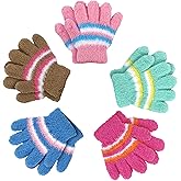 SATINIOR 5 Pairs Kids Gloves Full Fingers Knitted Warm Gloves Winter Mittens for Little Boys and Girls Daily Supplies