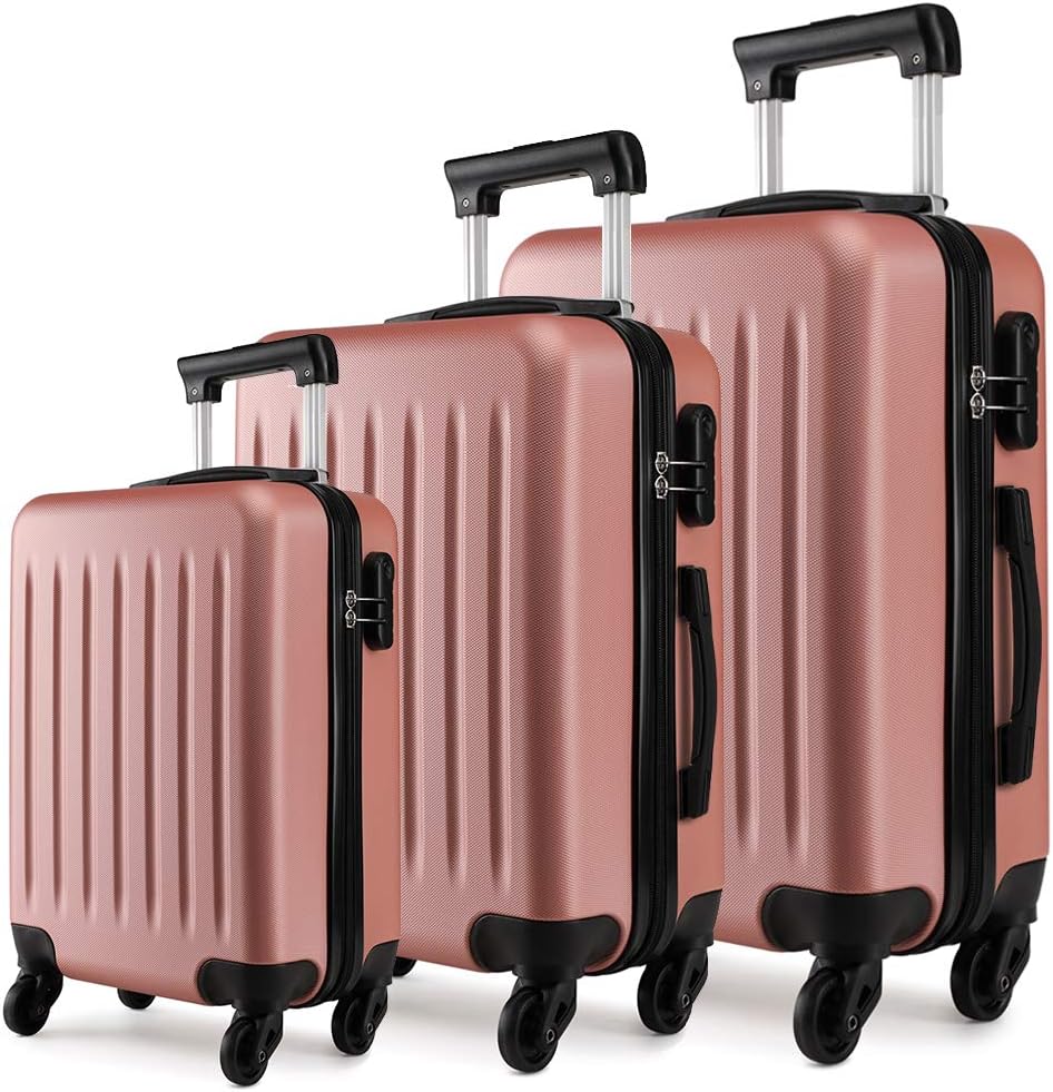 Kono Set de Equipaje de 3 Piezas,Maleta Rígida,Equipaje de Mano,Maleta de  Cabina Equipaje de Mano ABS Armada Set Cerradura de  combinación,48cm,66cm,75cm. Equipaje Equipaje de mano