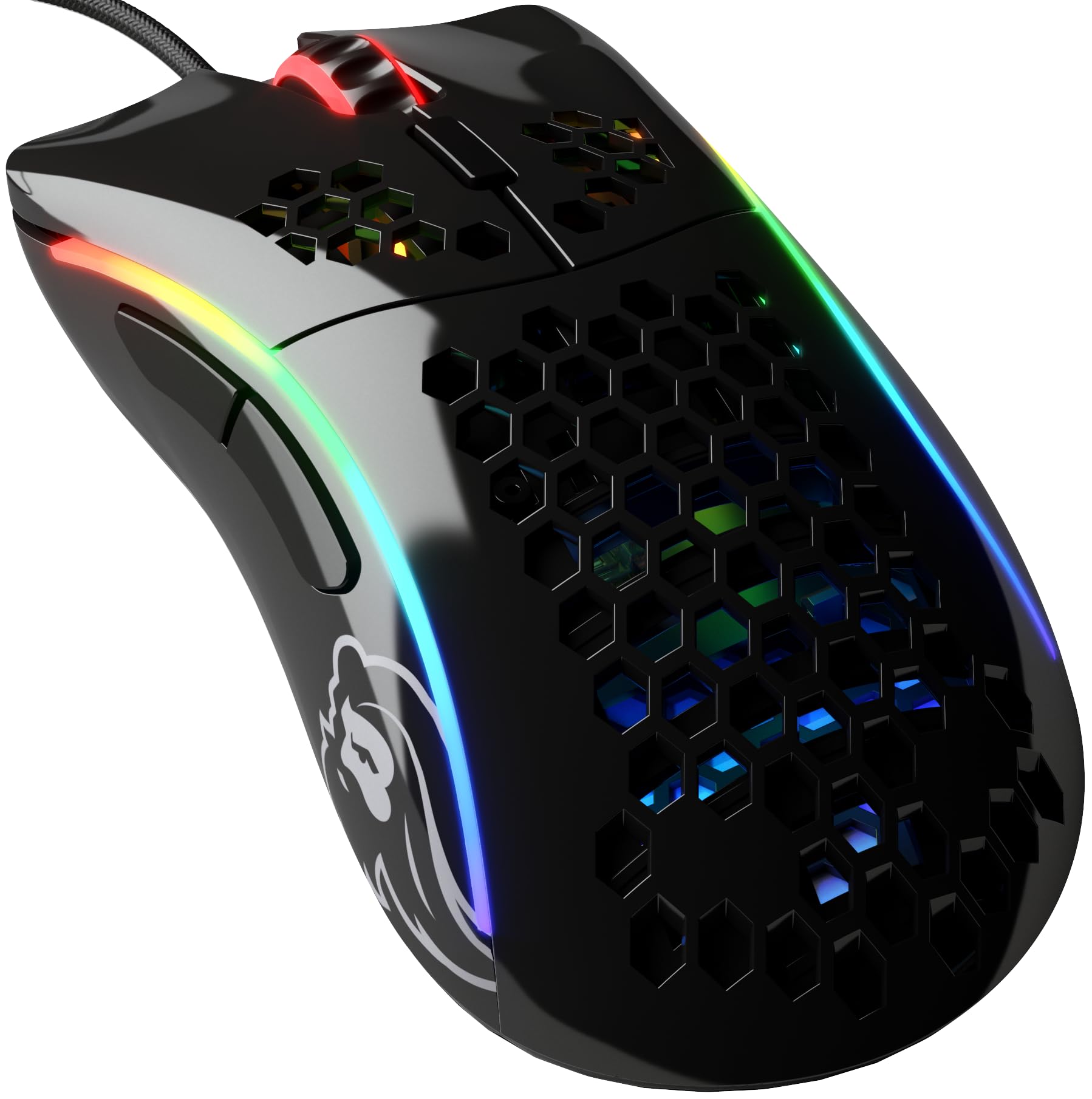 GLORIOUS Gaming Model D- (Small) Bedrade Gaming Muis - 61g Superlicht Honingraat Ontwerp, RGB, Ergonomisch, Pixart 3360 Sensor, Omron Schakelaars, PTFE Voetjes, 6 Knoppen - Glanzend Zwart
