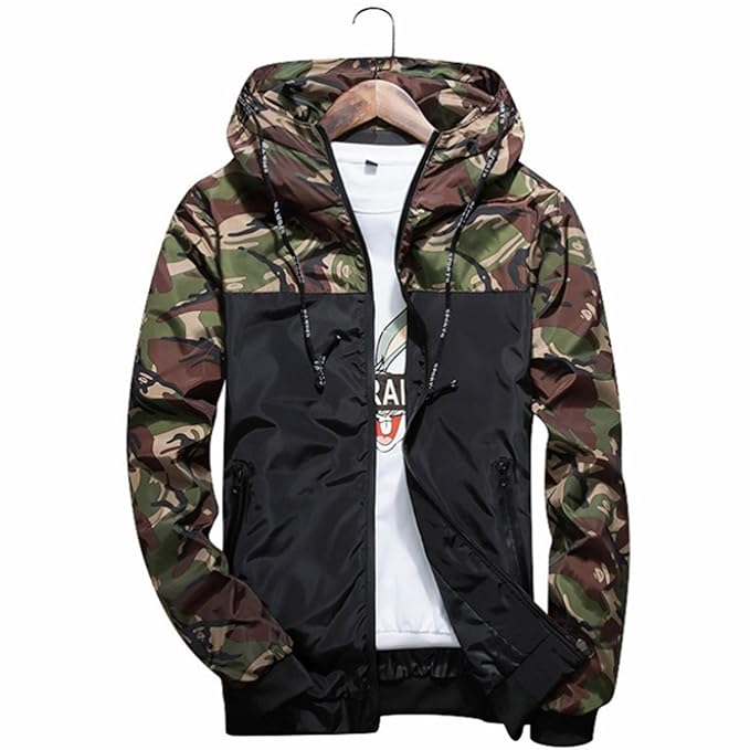 Amazon Co Jp Ambly メンズ ブレーカー 迷彩 ジャケット 軽量 防風