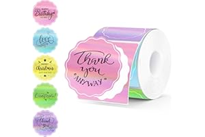 2 Inch Round Holographic Thermal Labels, Color Flower Thermal Sticker Labels for Small Business, Logo Design, Baking,300 Shee