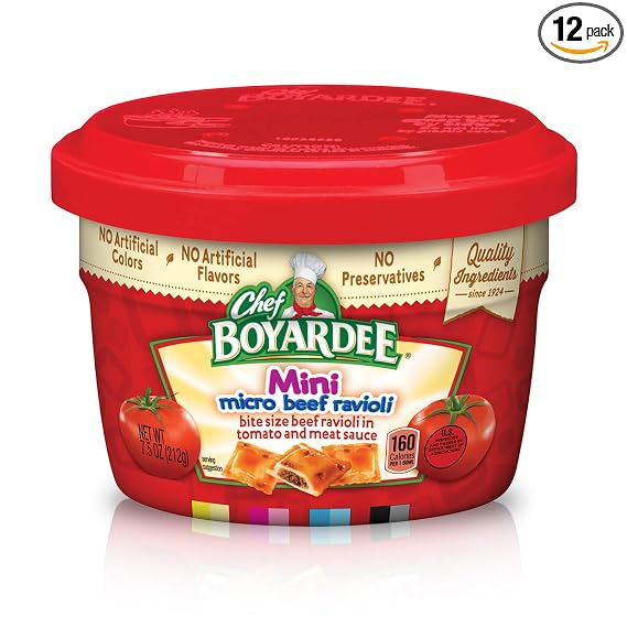 Chef boyardee microwaveable Mini ravioli and meatballs (064144047567)