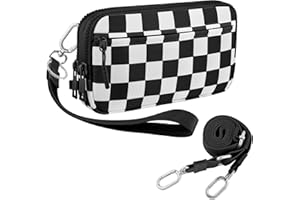 NEWROGENG Checkered WristleWallets for Women, RFID Wallet Crossbody with 4 Zippers, Credit Card Holder Cell Phone Organizer