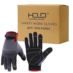 HANDLANDY Mens Work Gloves Touch screen, 200 Pairs