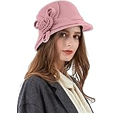 Ladies Wool Felt Bucket Hat Women Vintage Cloche Fedora Winter Church Bowler Hat with Bow