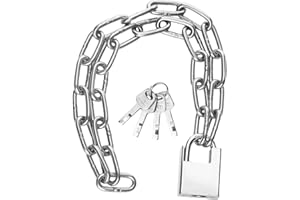QBXMY7 40 inch/1 Meter Stainless Steel Security Chain Lock with Anti-Cut Padlock & 2 Keys - Heavy Duty Anti-Theft Protection for Bicycle, Motorcycle, Scooter, Door, Fence, Garage