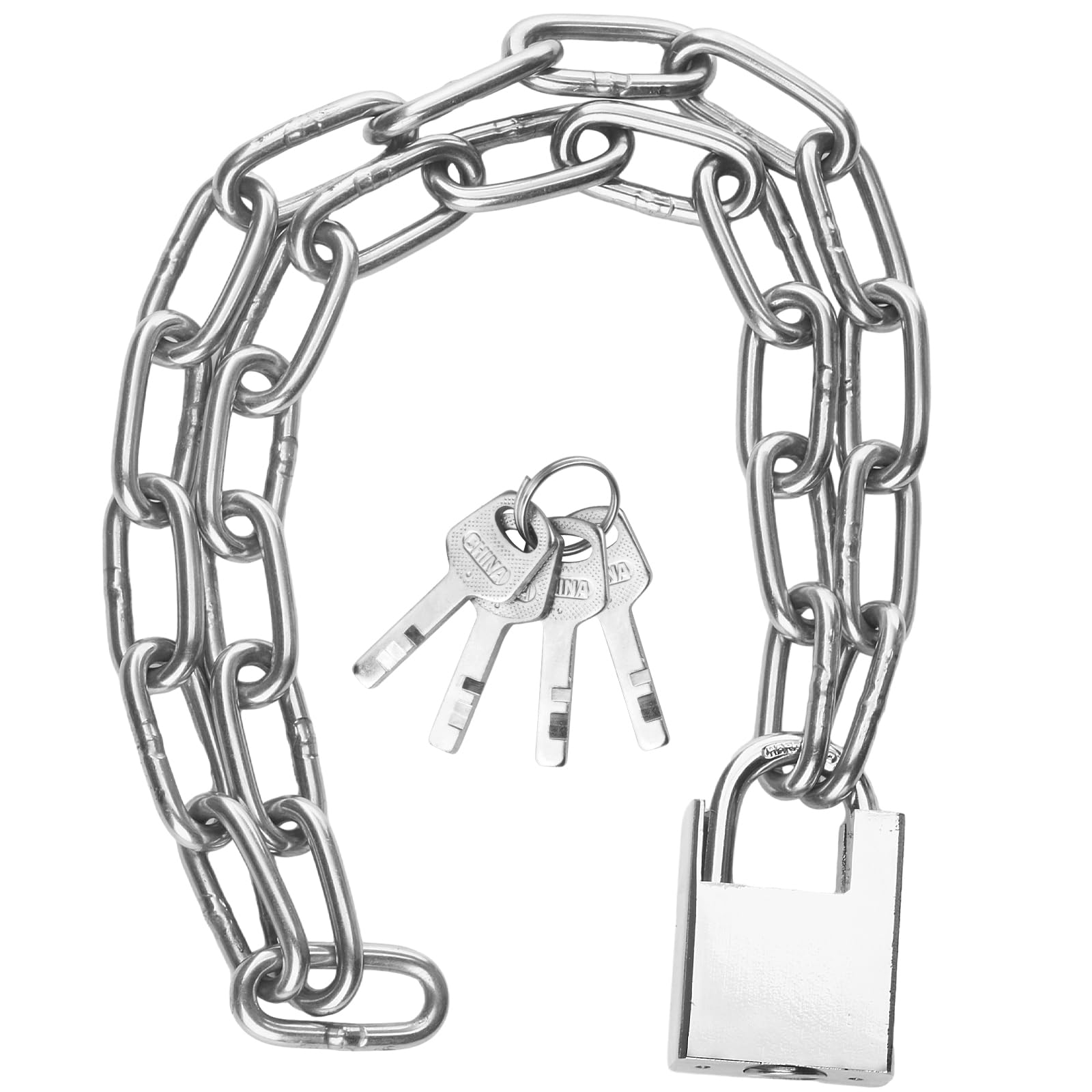 HexinYigjly 304 Stainless Steel Security Chain With Padlock - 5mm x 1 Meter Heavy Duty Lock System for Motorbike, Bicycle, and Scooter