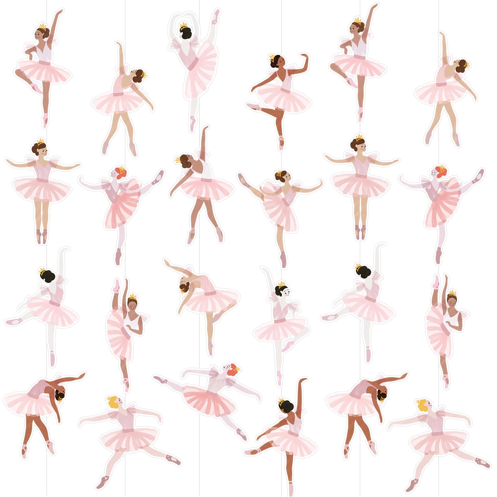 Photo 1 of MotiMind 6 Pcs Ballerina Themed Party Garland Ballet Dancer Banner Pink Ballerina Dancing Bunting Supplies Ballet Theme Hanging Garland for Party Wedding Birthday Decorations Photo Props