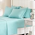 Comfort Spaces Microfiber Set,6 pcs, 14" Deep Pocket, Wrinkle Resistant All Around Elastic-Year-Round Cozy Bedding Sheet, Matching Pillow Cases, Full, Aqua (CS20-0117)
