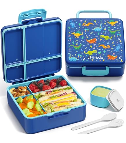Rockpapa Bento-Lunchbox Für Kinder – 5 Fächer, 1,3 L, Auslaufsicher & Mit Kühlakku, BPA-frei, Spülmaschinenfest (inkl. Besteck & Griff)