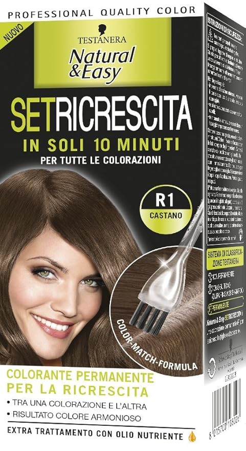 Schwarzkopf Natural Easy Colorazione Permanente Con Nutritive Oil Serum Ricrescita R1 Castano