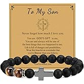 Cross Bracelet for Son Men Friend brother - Birthday Graduation Retirement Christmas Christian Gift for Teens Men