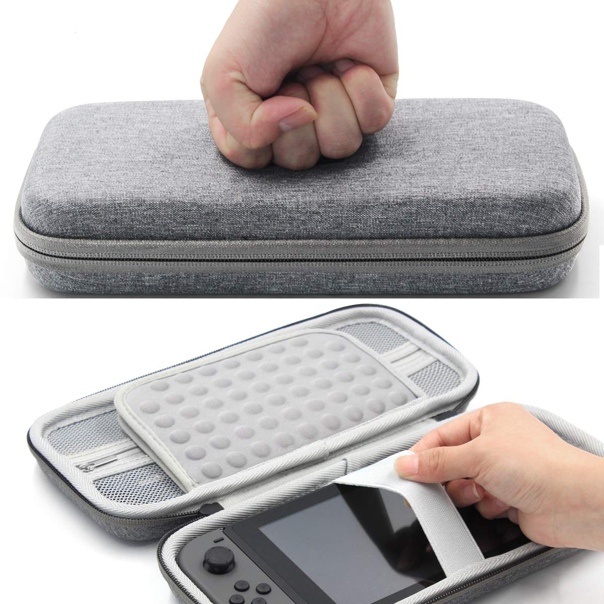 Carrying Case for Nintendo Switch, Boona Video Game Storage Bag Hard Shell Portable Travel Pouch for Nintendo Switch Accessories, Switch Controller, Joy-Con, Joy-Con Straps, Gaming Cards - Black