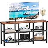 Furologee TV Stand, Small Media Console Table with 3-Tier Storage Shelves, Industrial Entertainment Center for TVs up to 50 Inch, Television Stands for Living Room, Bedroom, Rustic Brown
