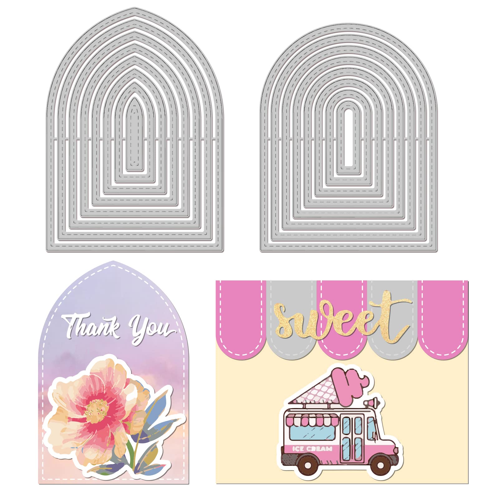 GLOBLELAND Arched Cutting Dies Template Dotted Line Metal Die Cuts Arch Nesting Cutting Die Frame Die Cuts for Card Scrapbooking and DIY Craft Album Paper Card Decor