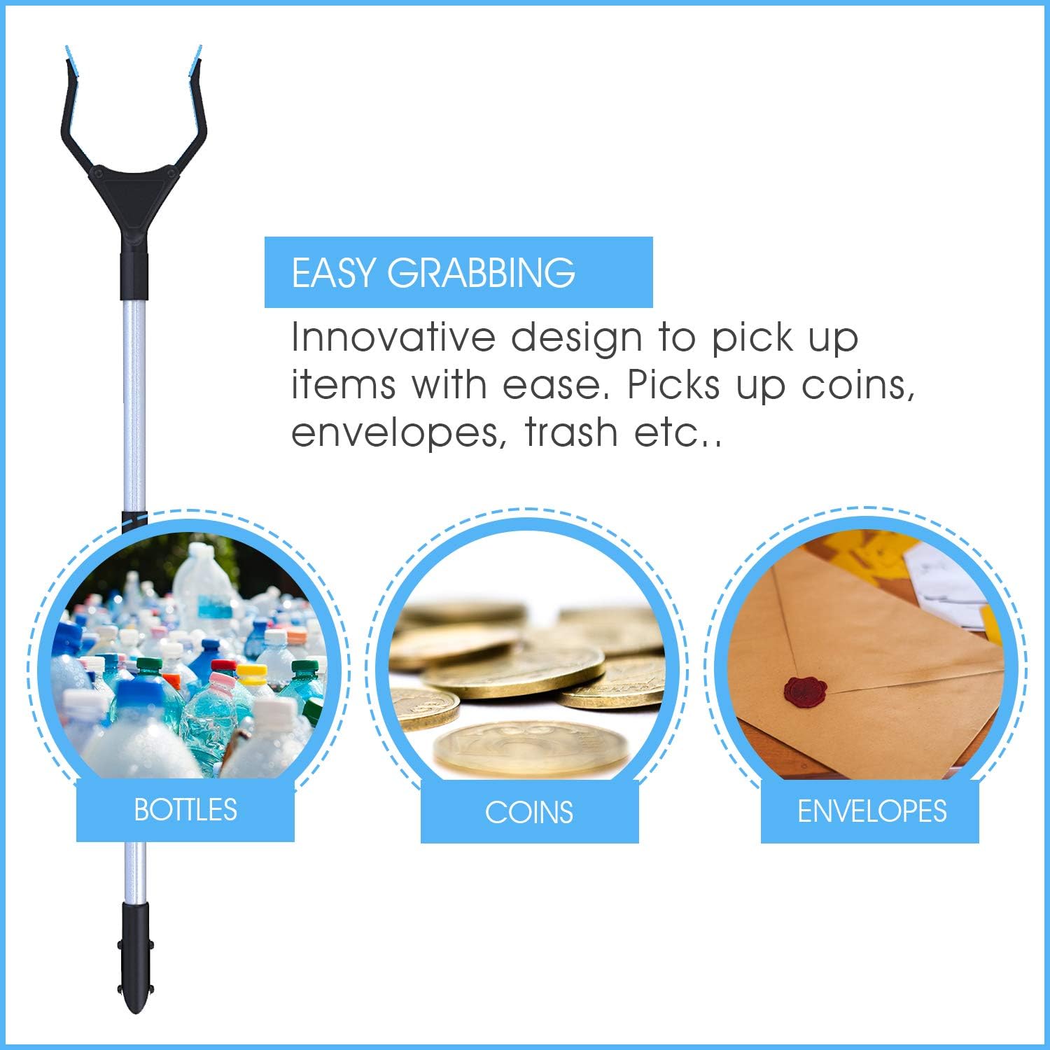 Grabber Reacher Tool,FitPlus Grabber With Strong Magnet 32", 2 Year Warranty Extra Thick Steel Cable Grabber Reacher for Elderly, Lightweight Extra Long Handy Trash Picker Upper Claw Grabber: Health & Personal Care