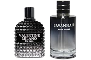 AFLUXE 2PCS Valentine Milano/Savannah Eau De Toilette for Men-Fresh,Romantic Scent Perfume for Men 3.4 Fl Oz Each Mens Cologne For All Skin Daily Used