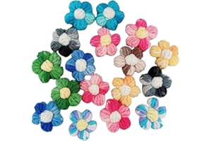 Ewanda store 100Pcs Crochet Flowers Puff Flower Gradient Color Knitted Handmade Crochet Flowers for Crafts Embellishments DIY Hair Headbands Hats Clothing Accessories