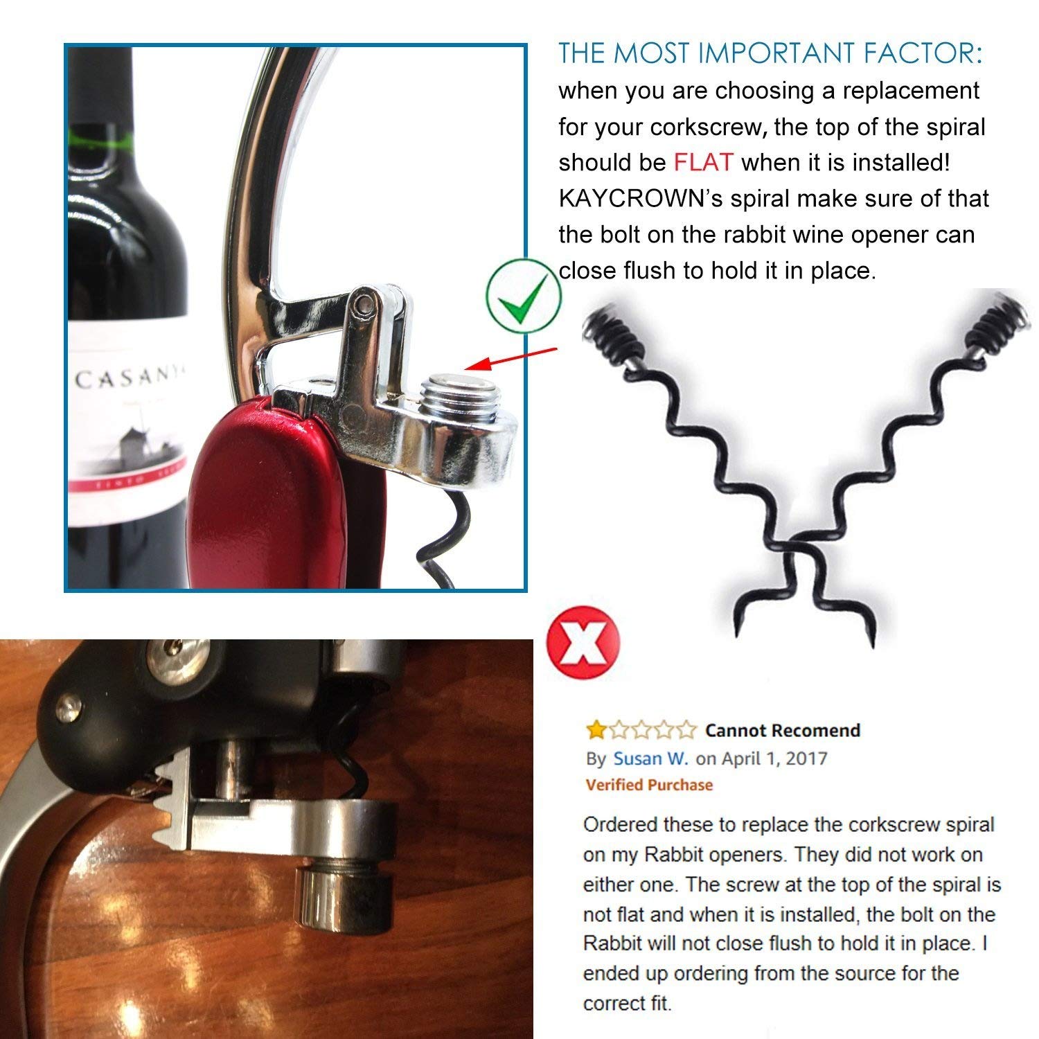 1 1 PACK Best Replacement Corkscrew Spiral/Worm for Rabbit and