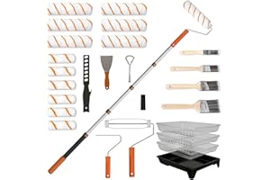 SISUPASSIE Paint Roller Kit with 1-4FT Extension Pole, 27 Piece Paint Supplies for Painting, 9"4" Paint Rollers, Paint Brush 