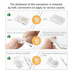 RGBZONE 12Pcs 2pin 8mm COB LED Connectors Strip to