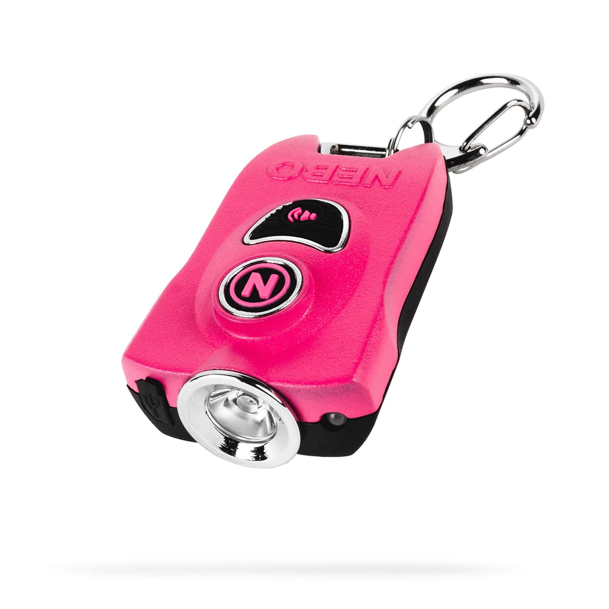 Photo 1 of NEBO MYPAL Rechargeable Keychain Flashlight & Safety Alarm | 400 Lumens, 7 Light Modes, Loud 115db Alarm, Durable & Water Resistant for Personal Security, Includes Charging Cable — Pink