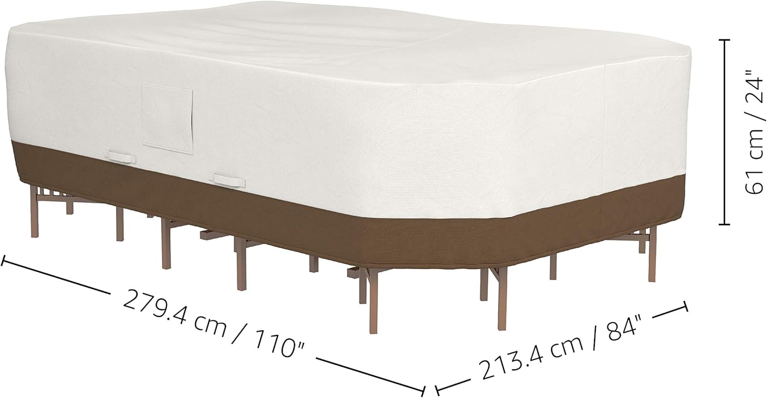 Basics Rectangular / Oval Table and Chair Set Outdoor Patio Furniture Cover, Large : Garden & Outdoor