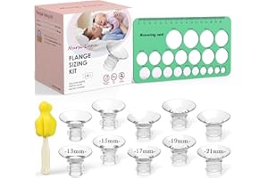Nursi Luna Flange Sizing Kit 3 in 1 with 10PCS Flange Inserts 13/15/17/19/21mm, Silicone Breast Pump Flanges Insert Kit for 24mm Electric Breast Pump, Pumping Breastfeeding Essentials Kit for New Mom
