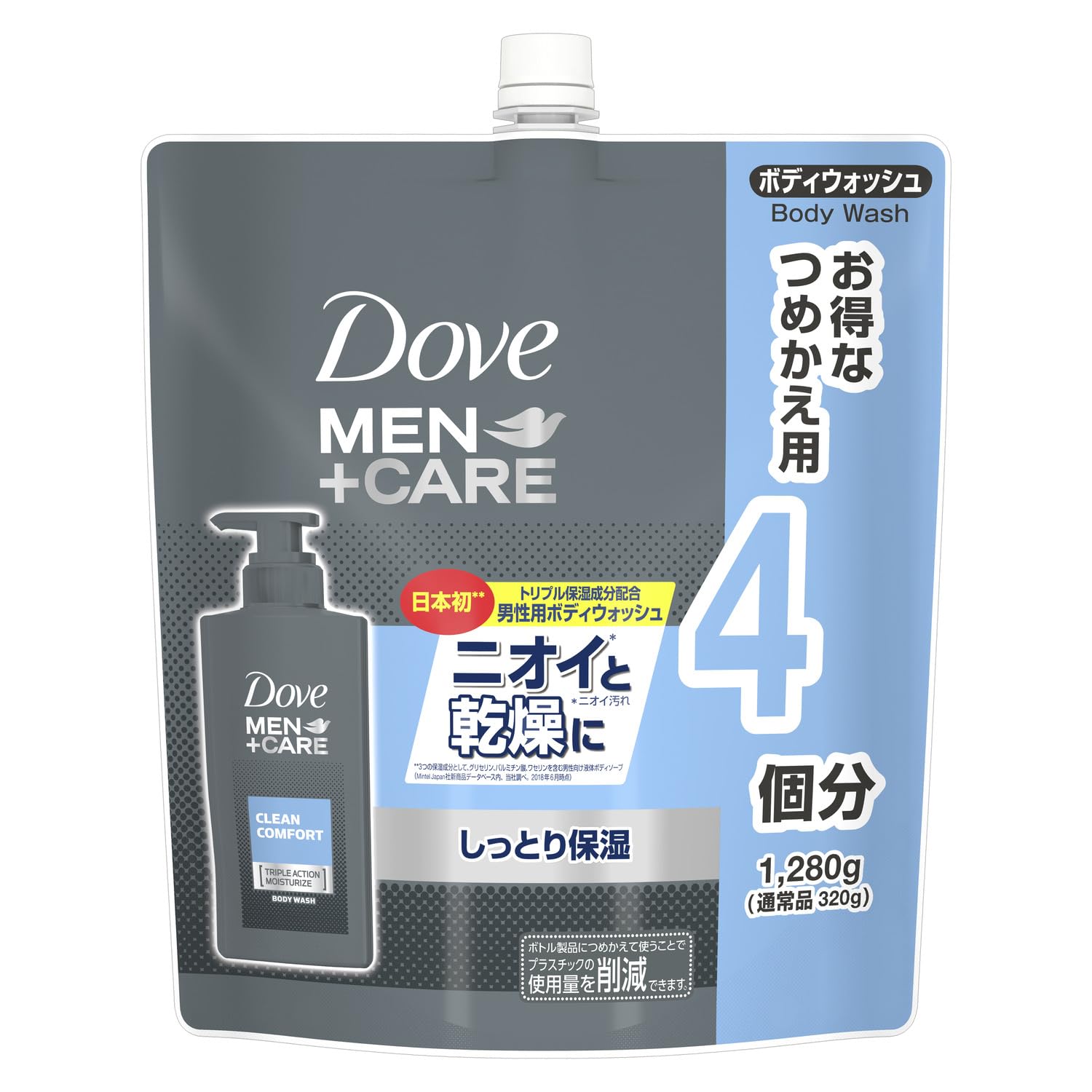 Dove MEN(ダヴメン) +ケア クリーンコンフォート メンズ ボディーソープ 詰め替え 大容量 1280g 清潔感のあるシトラスフローラルの香り 男性用 【Amazon.co.jp限定】商品画像