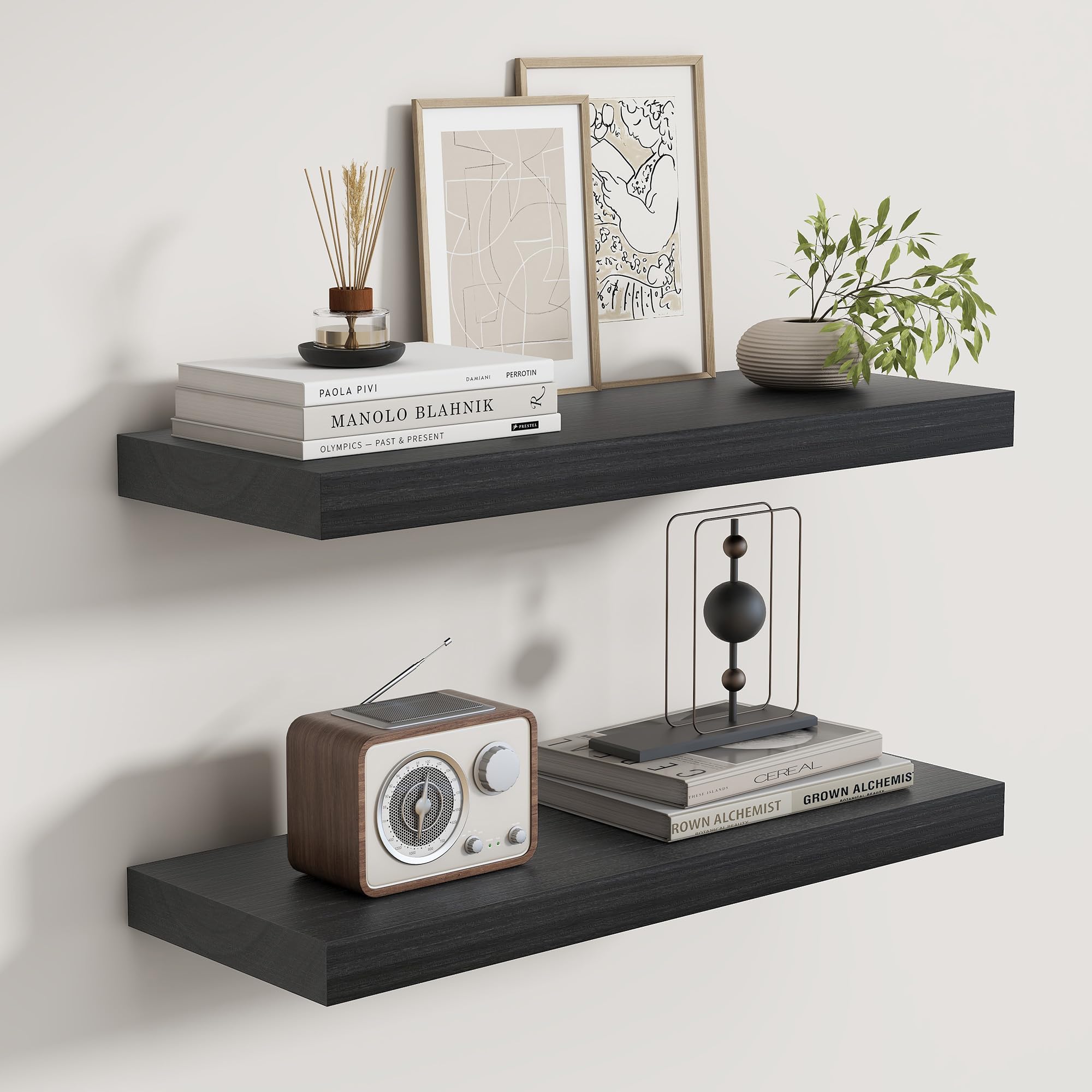 fun memories rustic floating shelves for home decor, 8 inch deep floating shelf, solid wood floating