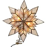 Kurt Adler 8.5-Inch Capiz Star Tree Topper with 10 Clear Lights and 1 Spare Bulb