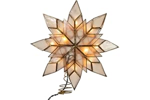 KURT S. ADLER Kurt Adler 8.5-Inch Capiz Star Tree Topper with 10 Clear Lights and 1 Spare Bulb