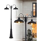 MYHXQ Dusk to Dawn Outdoor Lamp Post Light 2-Head, Outdoor Post Light Street Light Post for Outside with Sensor, Waterproof B