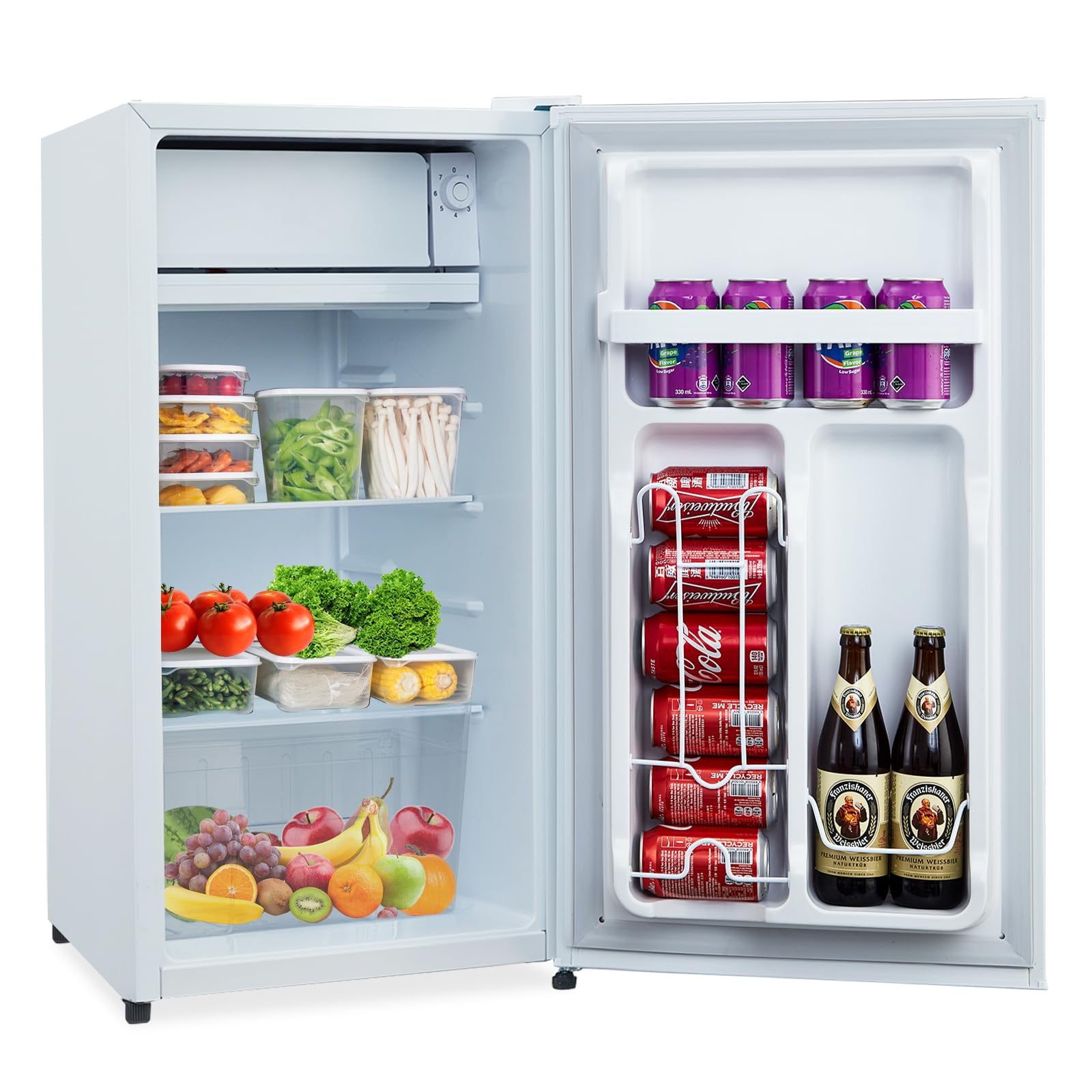 Photo 1 of ***UNTESTED***Garvee 3.2 Cu. Ft Portable Compact Fridge - Mini Refrigerator with Freezer, 2 Glass Shelves & Silent Operation, 115V Mini Fridge for Bedroom/Home/Office/Dorm (White)