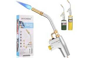 JAYICHENG Propane Torch Head, Mapp Map Gas Torch Head, High Intensity JS12000 Trigger Start Gas Torch Head, Welding Torch with Ultra Swirl Flame, Soldering Torch for Soldering, Brazing, Welding, Searing Steak