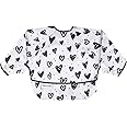 Tiny Twinkle Mess Proof Baby Bib|Waterproof Smock Bib for Eating,Machine Washable Full Sleeve with Pocket(Hearts, Small 6-24 Months)