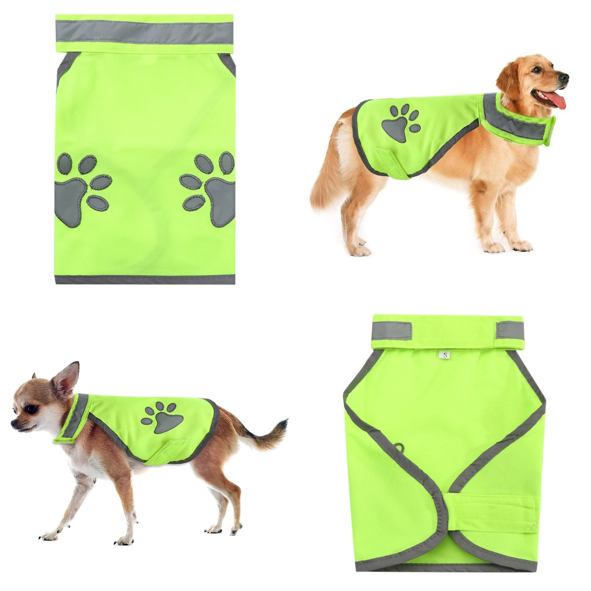 Bright Yellow Green Hi-Vis High Visibility Fluorescent Dog Pet Puppy Safety Vest 5 Sizes Reflective Top Hi Vis Night Jacket Coat Shirt Size S