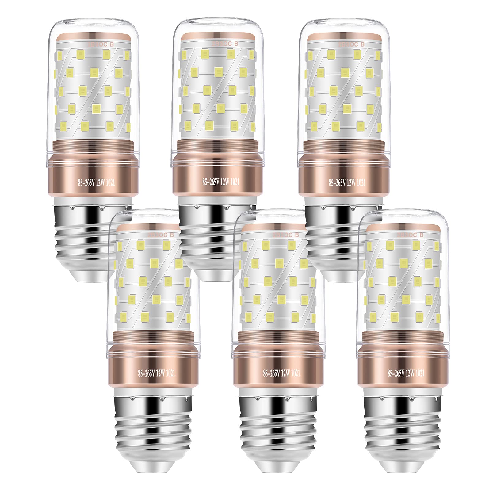 E27 12W LED Light Bulbs, 100W Incandescent Bulb Equivalent, 6000K Daylight White, 1200lm, Non-Dimmable, Pack of 06