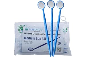 200PCs Dental Grade Disposable Dental Mouth Mirrors by VASTMED | Blue Oral Dental Mirror Plastic Dental Instrument | Anti Fog Mouth Glass Mirror for Teeth with Handles Plastic Tooth Mirror