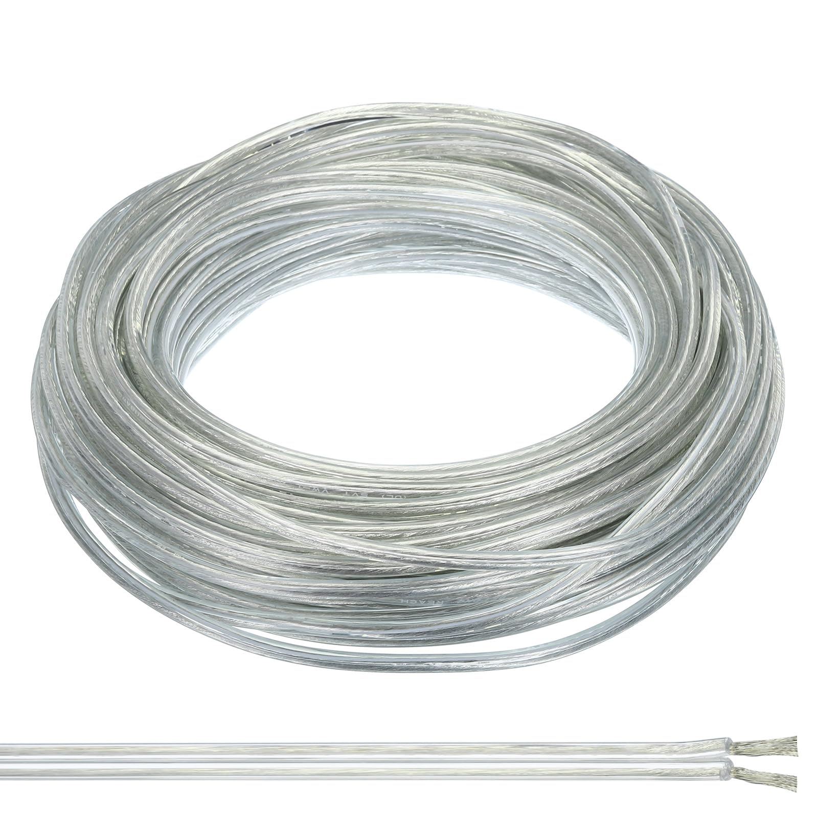 PATIKIL 100Ft 18/2 PVC Covered Wire, 300V SPT-2 Lamp Cord Insulated Heat Resistant Electronical Flexible Cable for LED Lamp Wire Audio Cable Speaker, Clear, UL Listed
